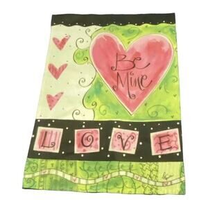 Pat Yuille Garden Flag Watercolor Artist Yard Cloth Be Mine Love Valentine